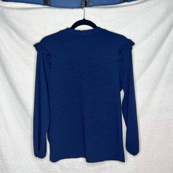 Kaileigh (S) Lev Ruffle Detail Knit Top - Stitch Fix V-Neck Button Front - Picture 12 of 13